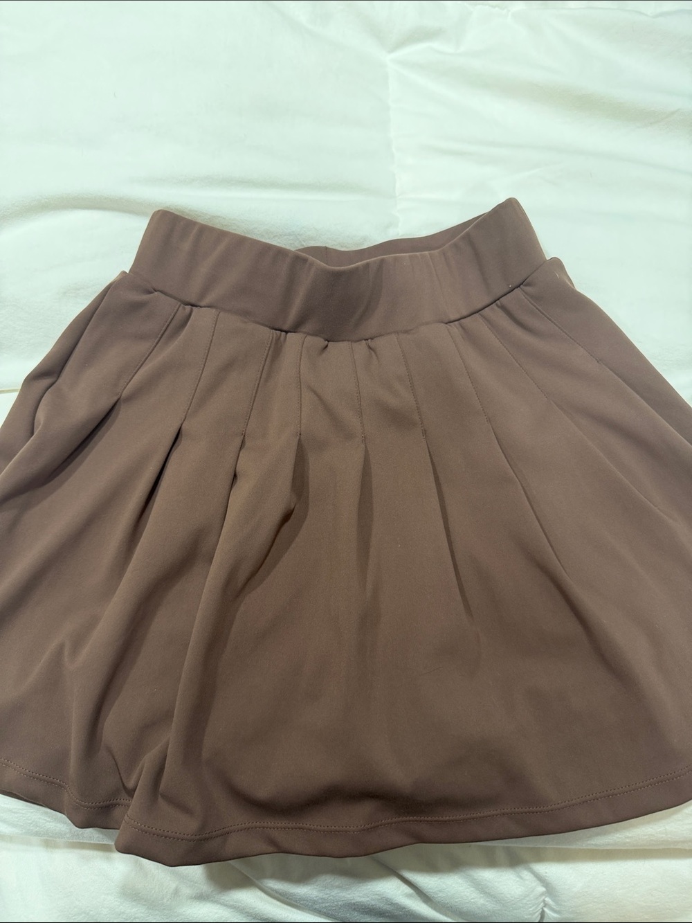 Brown Pleated Circle Skirt with Flattering Waistband